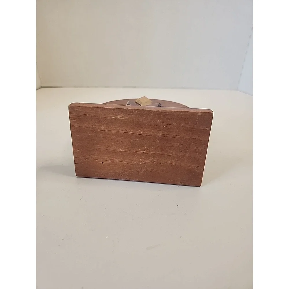 Handcrafted Tri-Colored Intarsia‎ Wooden Napkin Holder Abstract Floral Design